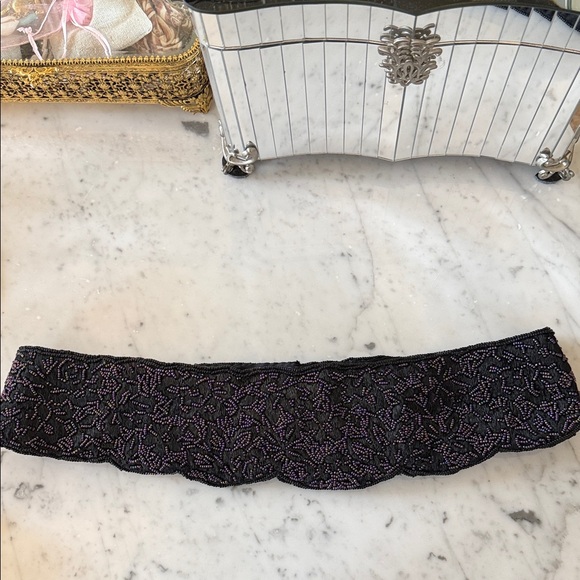 Dior Accessories - Dior Black Beaded Belt with Iridescent Purple Accents